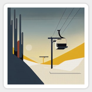 Retro Mountain Ski Gondola illustration Sticker